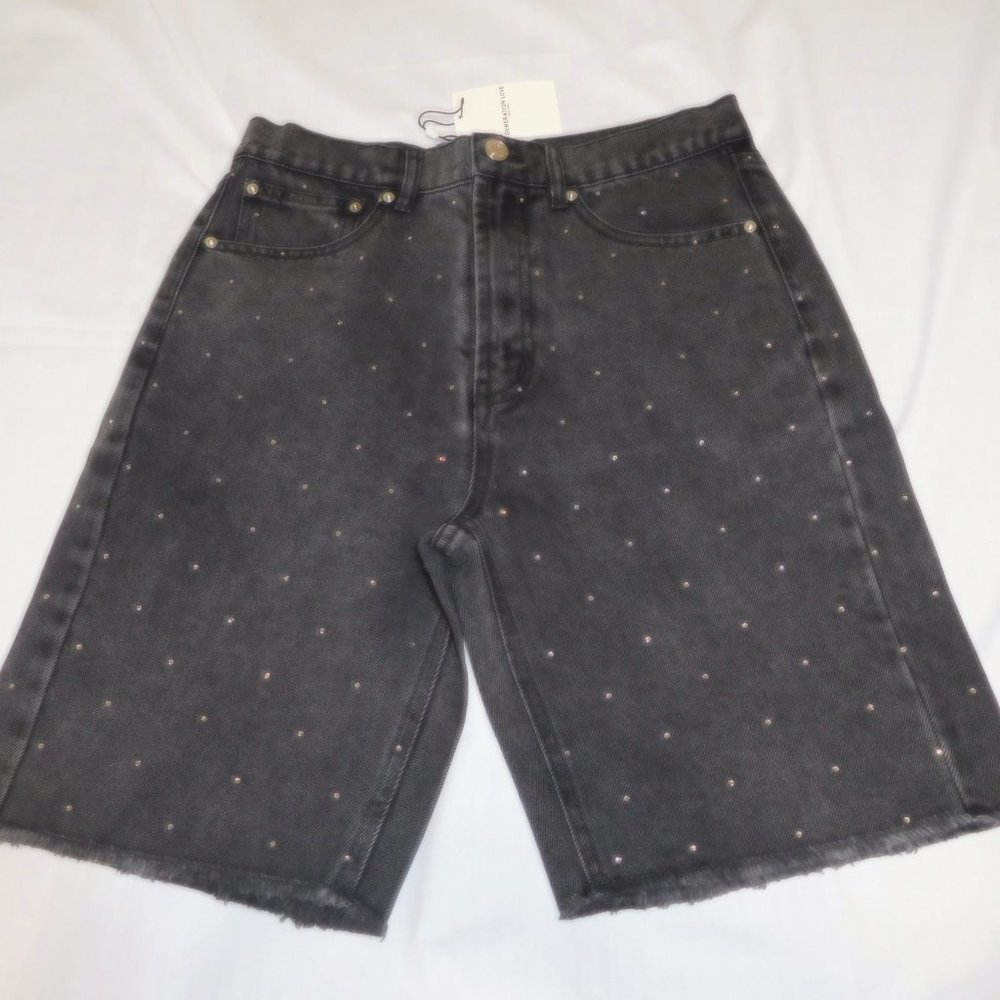 New Generation Love WOMEN Shorts Jeans Denim S SMALL Washed Black Freya Crystal